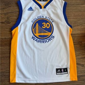 adidas Golden State Warriors White Blue Gold Number 30 Jersey Curry